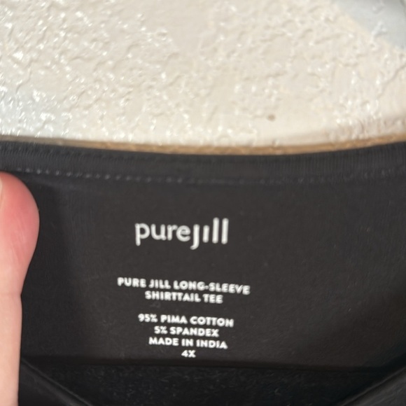 J. Jill Pure Jill Black Long Sleeve Shirttail Tee Size 4X - Picture 2 of 5